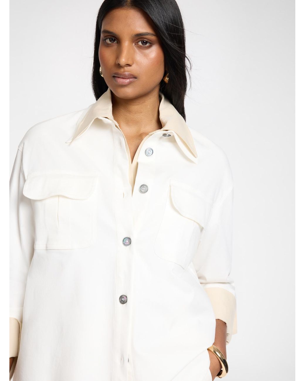 Camicia in gabardina con tasche di Elena Miro in White