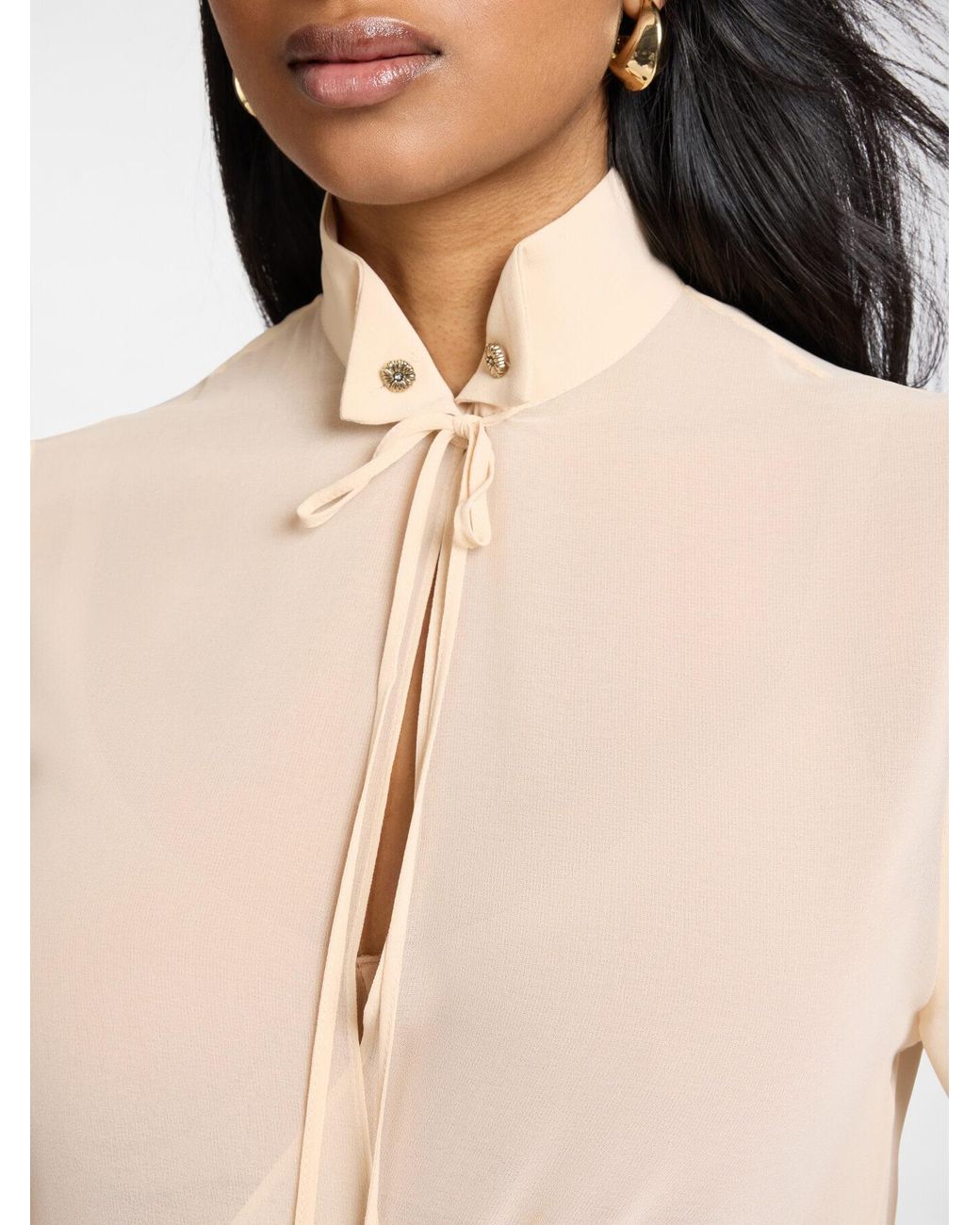 Camicia lunga in georgette di Elena Miro in Natural