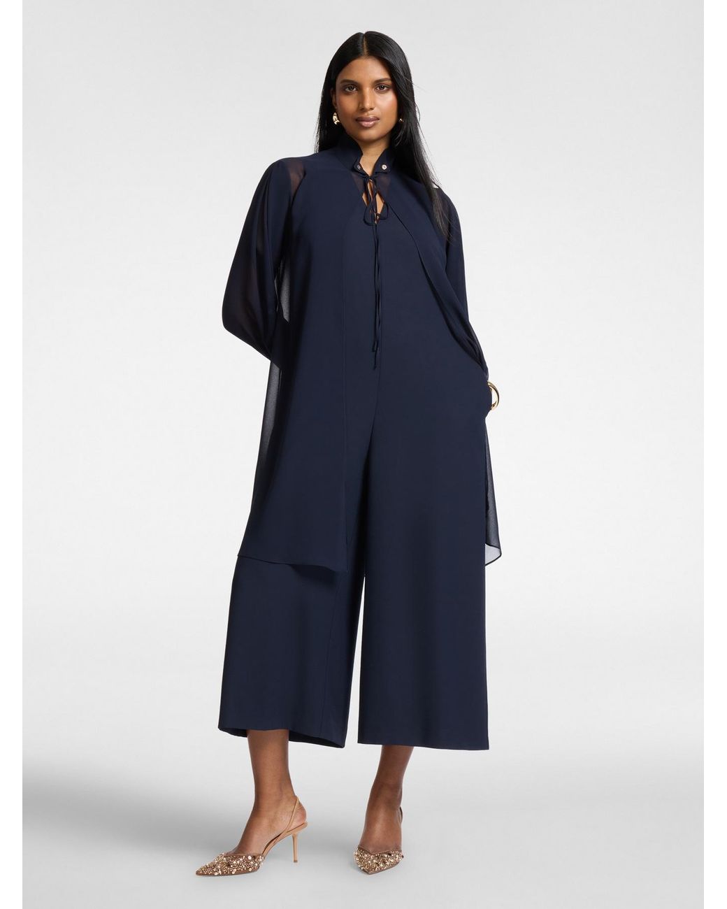 Camicia lunga in georgette di Elena Miro in Blue