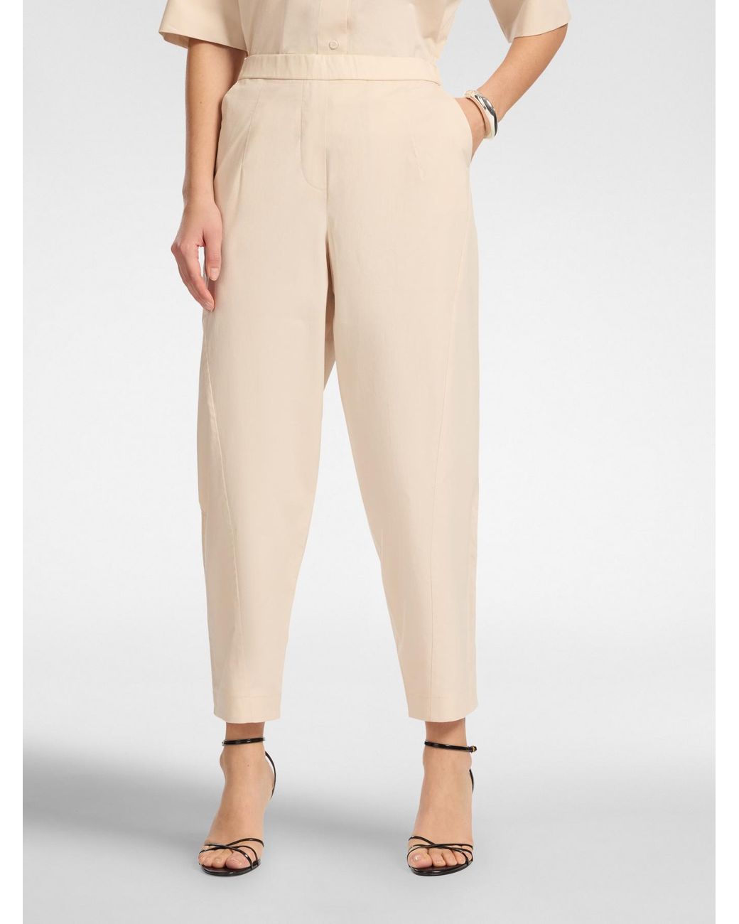 Pantaloni balloon in cotone stretch di Elena Miro in Natural