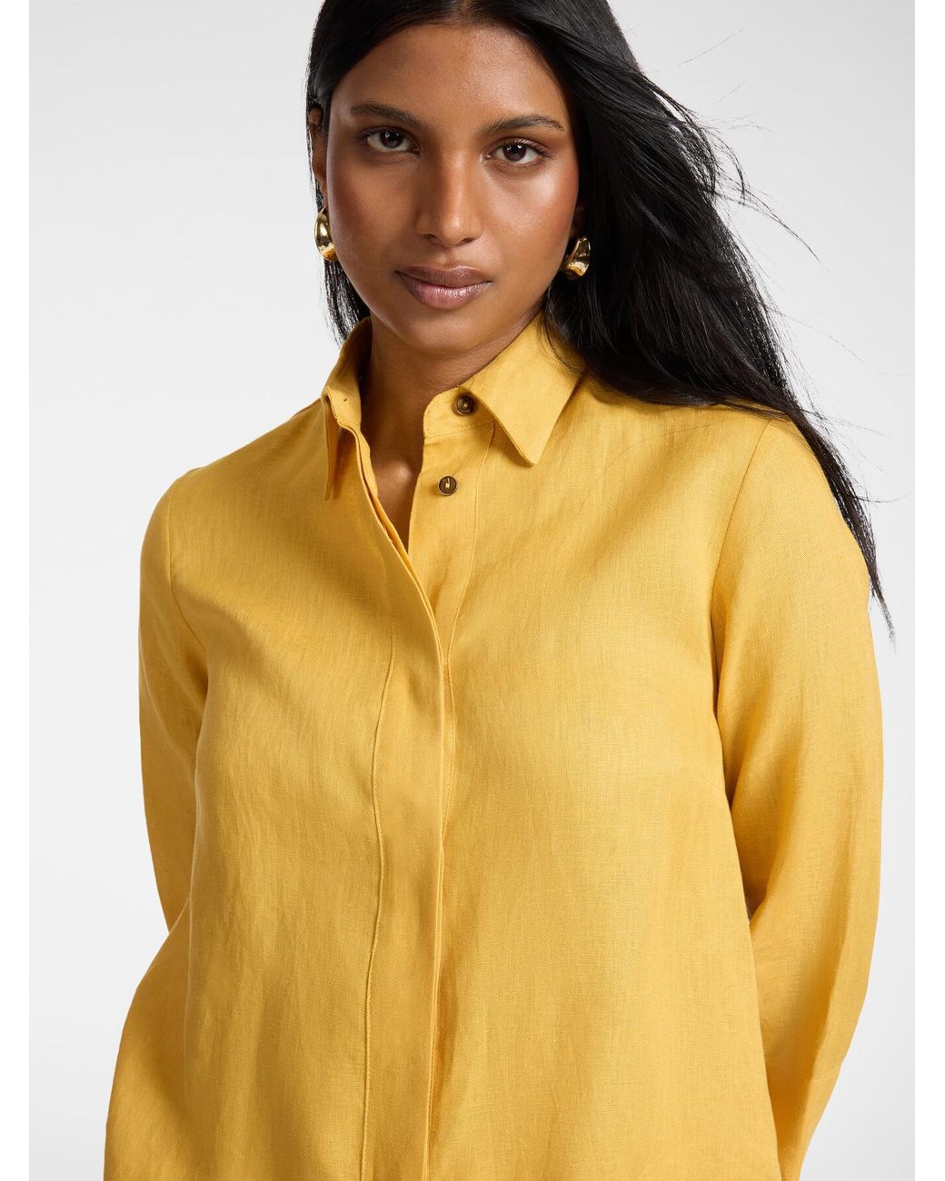 Camicia boxy in lino di Elena Miro in Yellow
