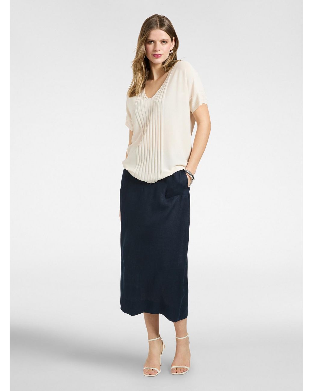 Maglia maniche corte con coste di Elena Miro in White