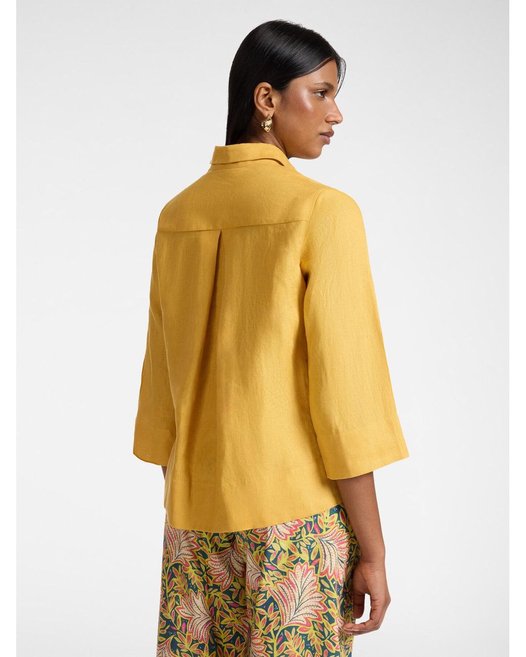Camicia boxy in lino di Elena Miro in Yellow