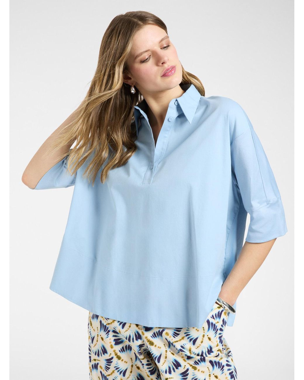 Blusa boxy con maniche a tre quarti di Elena Miro in Blue