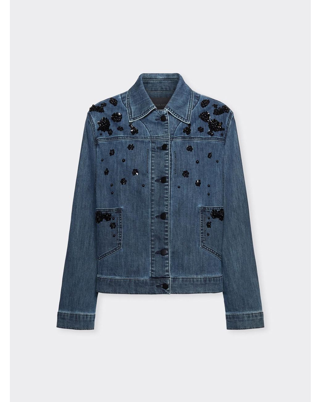 Giacca boxy in denim con ricami di Elena Miro in Blue