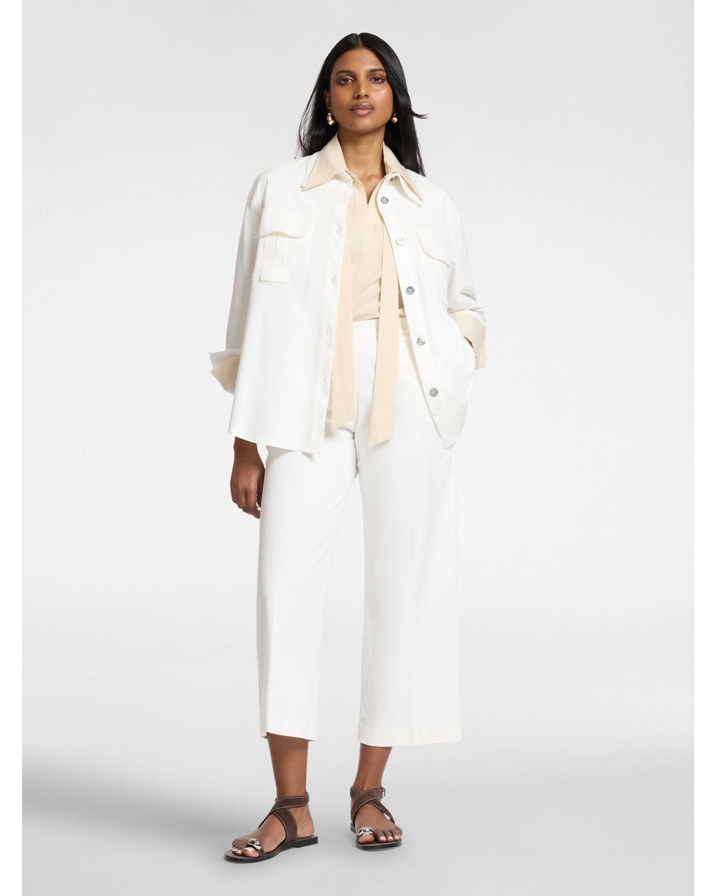 Camicia in gabardina con tasche di Elena Miro in White