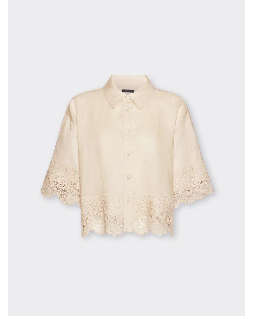 Camicia in lino con pizzo di Elena Miro in Natural