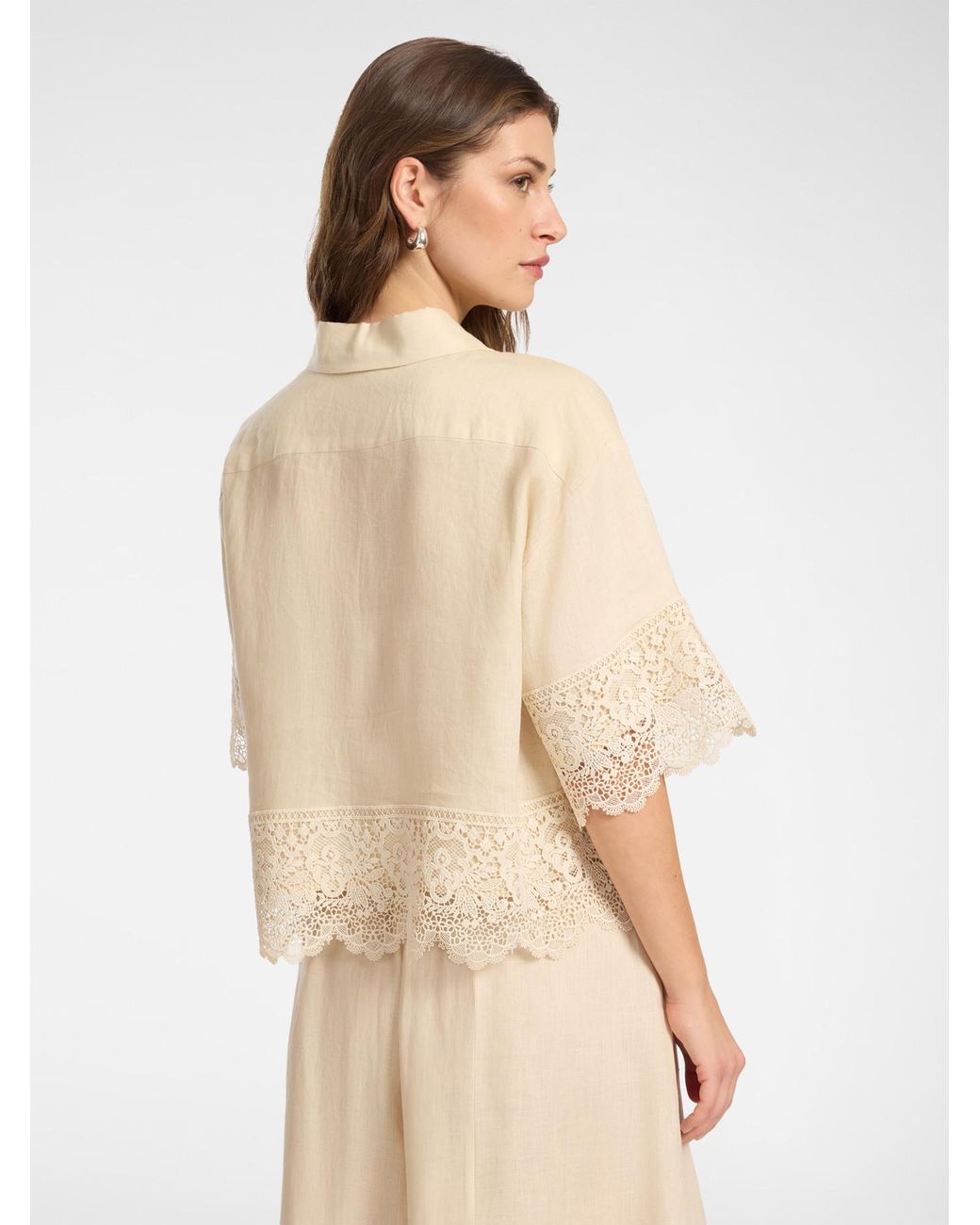 Camicia in lino con pizzo di Elena Miro in Natural