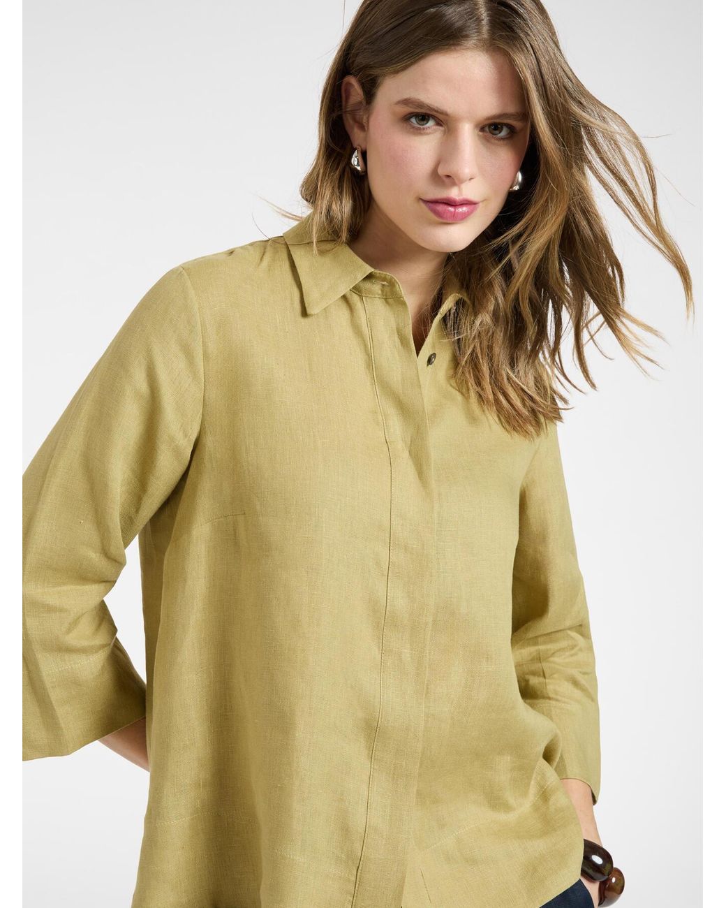 Camicia boxy in lino di Elena Miro in Multicolor