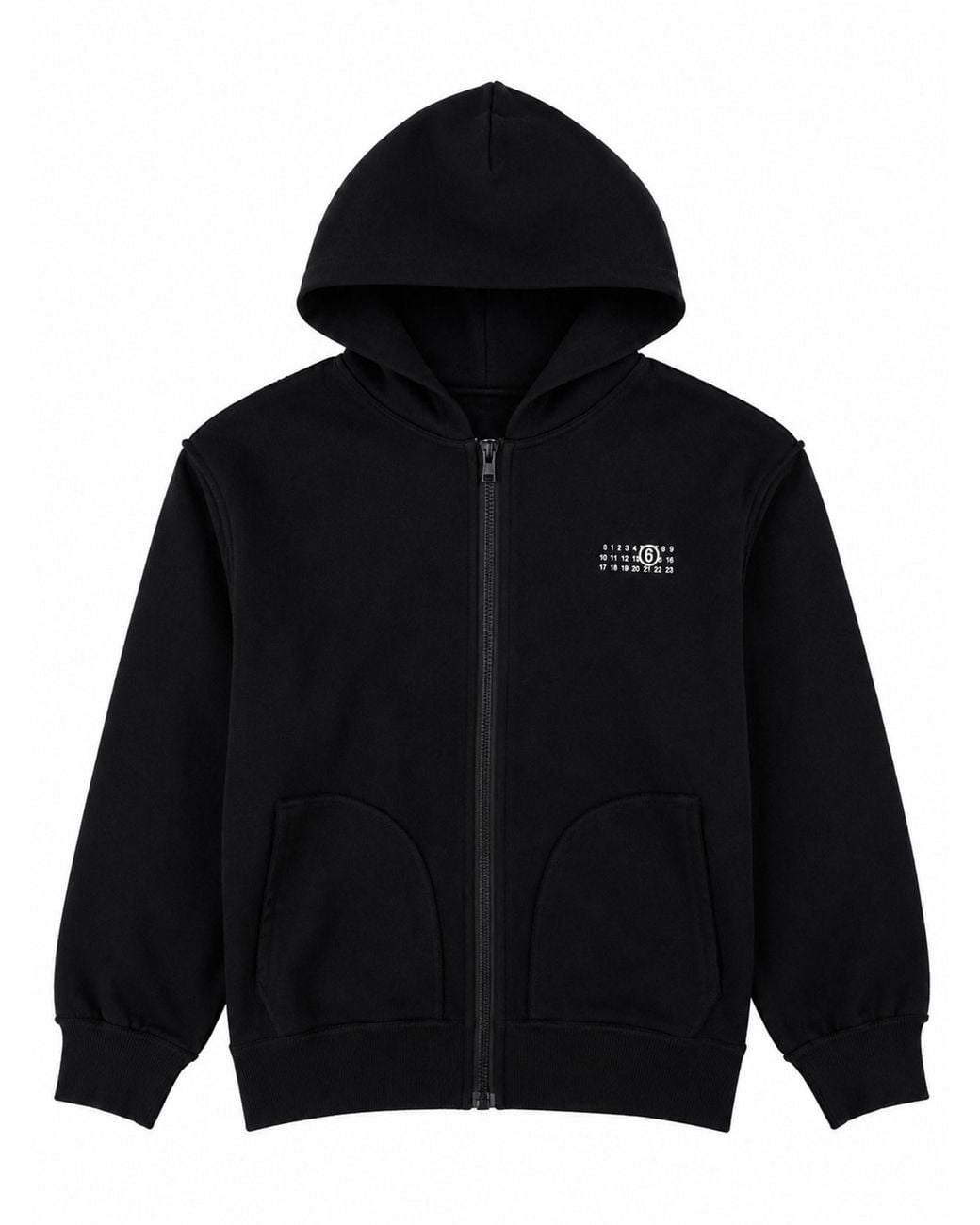 MM6 by Maison Margiela Black Felpa Con Cappuccio E Zip Intera Con Logo