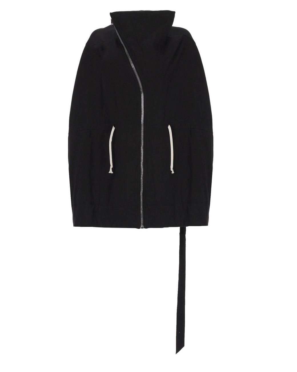 Rick Owens Black Giacca "Mountain" Con Zip Asimmetrica