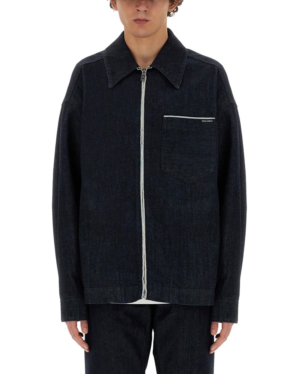Dolce & Gabbana Blue Regular Fit Selvedge Denim Blouson Jacket
