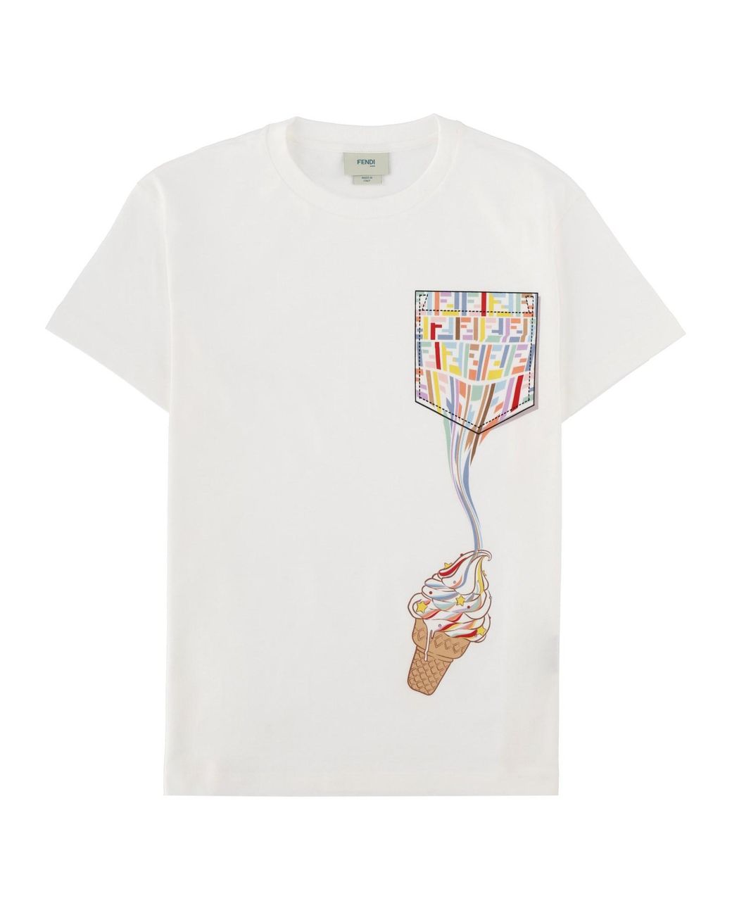 Fendi White T-Shirt Con Stampa Grafica Da Bambina