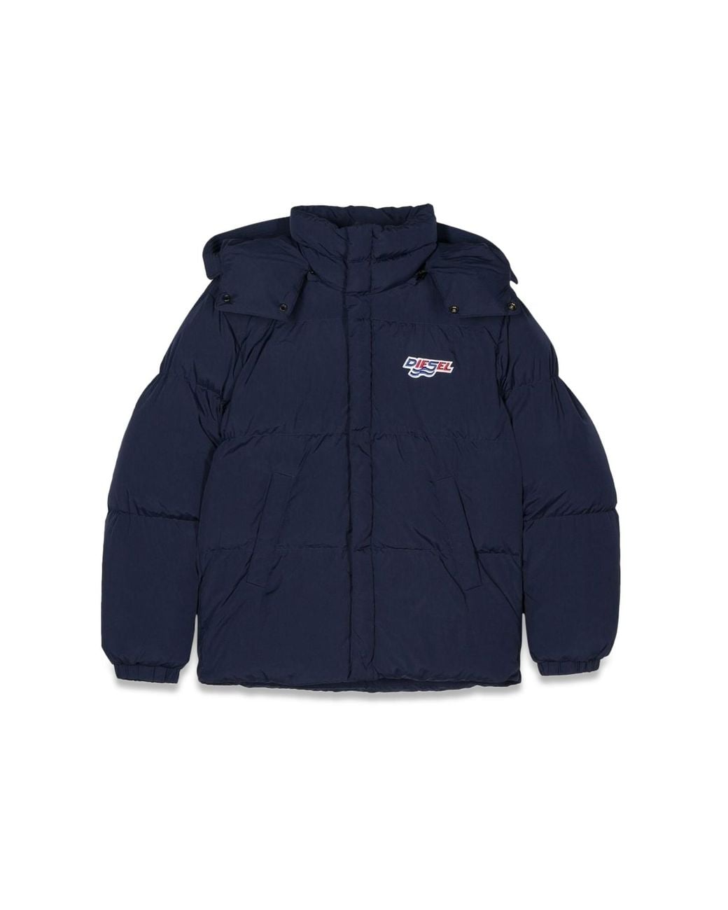 DIESEL Blue Padded Down Jacket With Hood