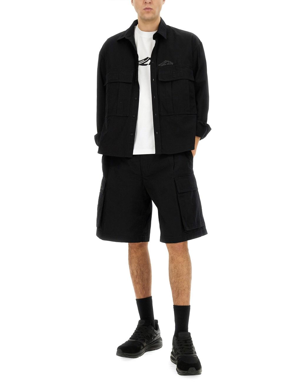 Camicia "Icon Icon Ripstop" di DSquared² in Black da Uomo