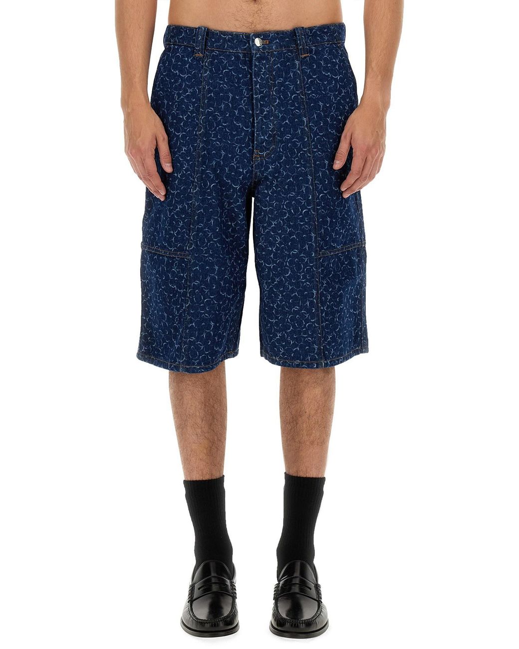Maison Kitsuné Blue Denim Bermuda Shorts for men