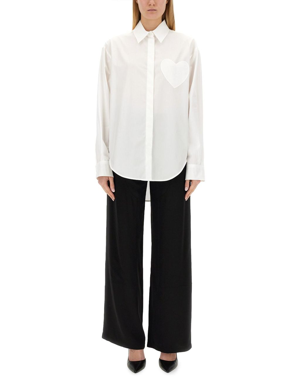 Moschino White Heart Patch Oversized Shirt