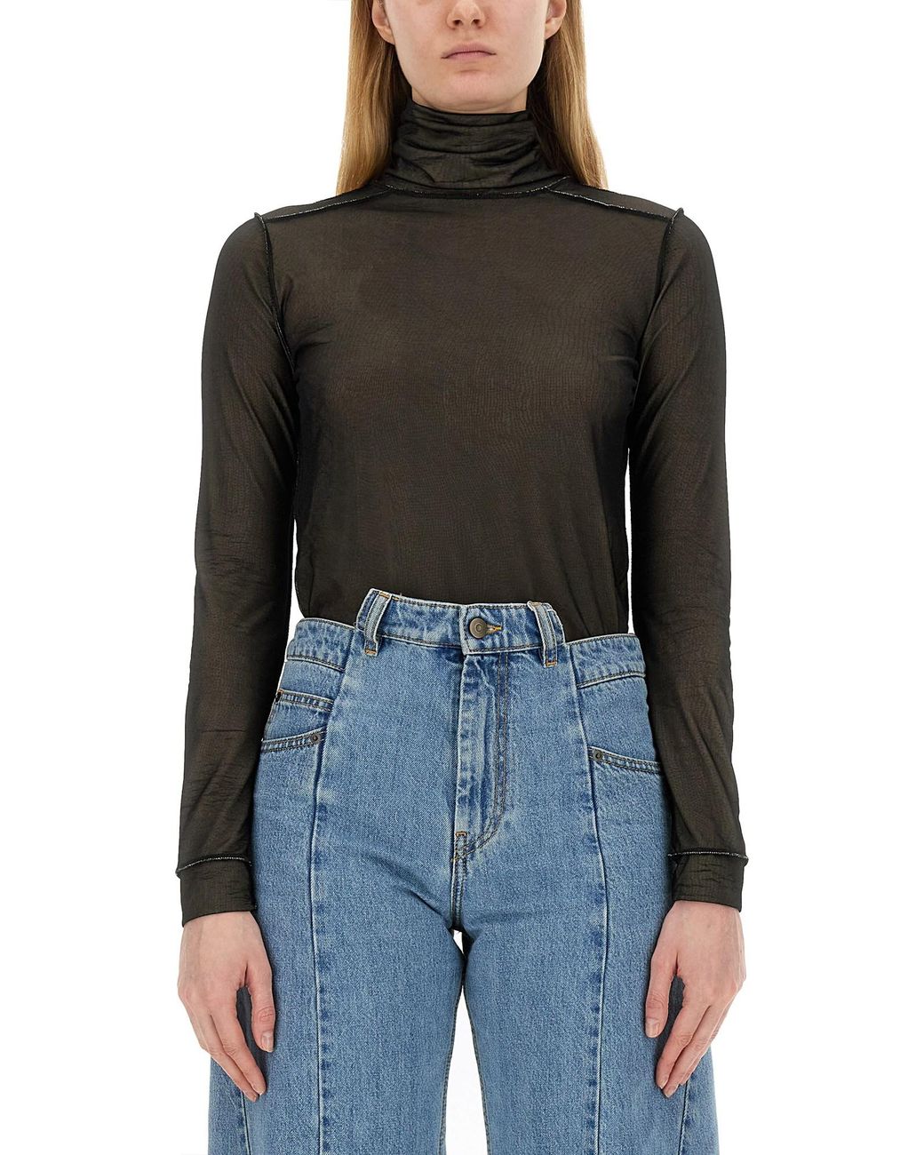Maison Margiela Black Viscose Jersey Bodysuit
