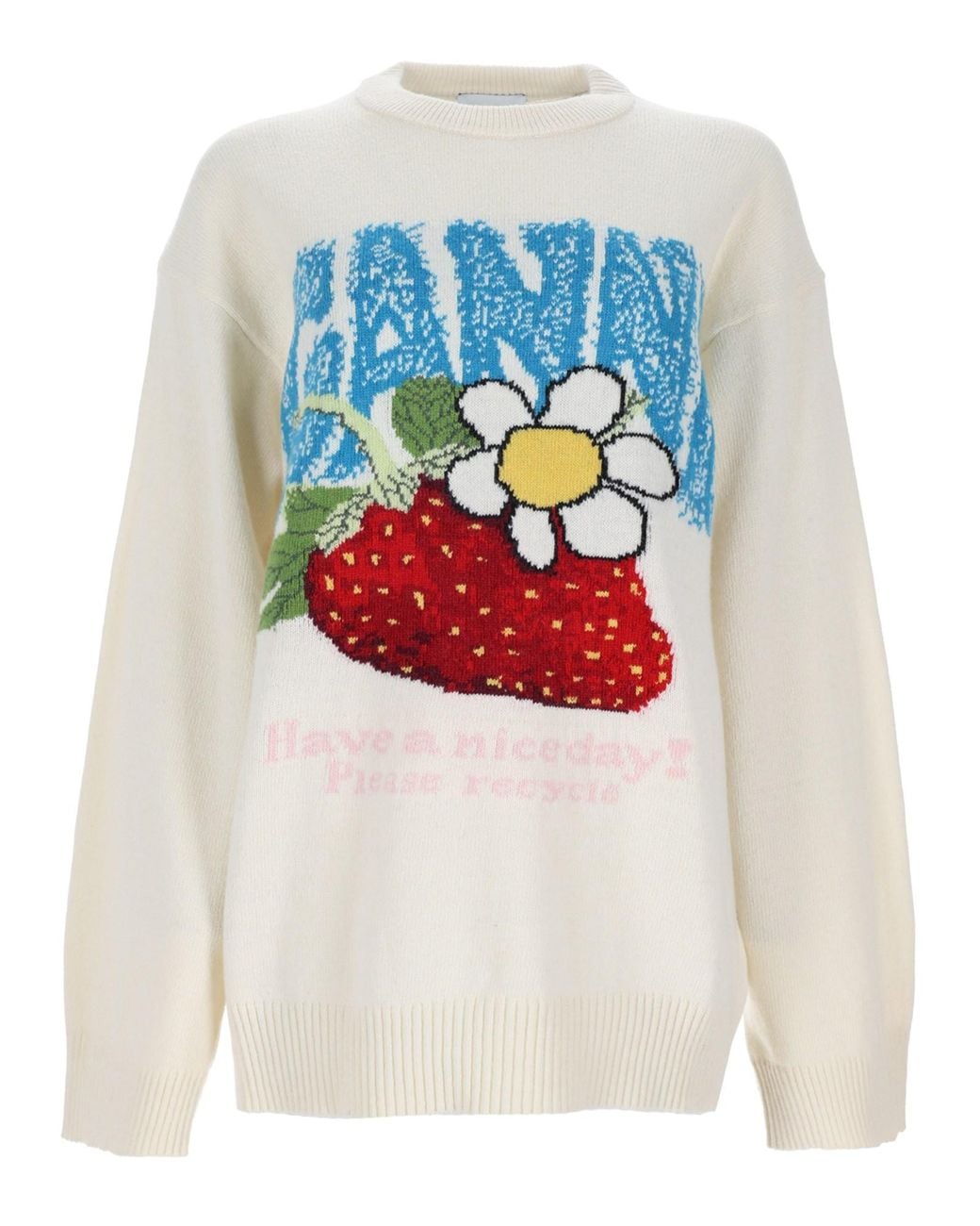 Ganni White Maglia Con Logo