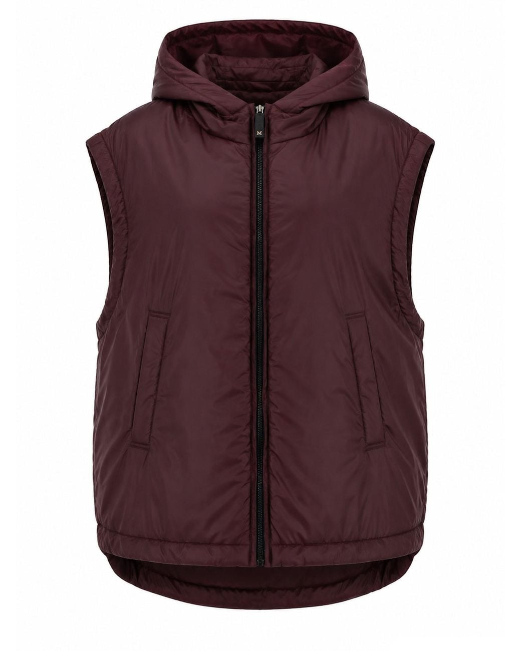 Max Mara Purple Gilet Imbottito Con Cappuccio
