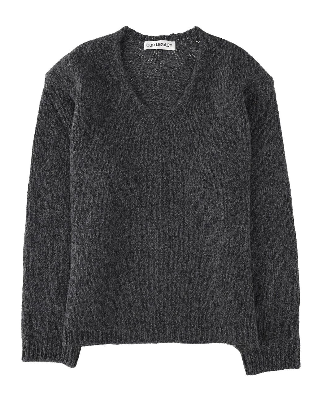 Our Legacy Black V-Neck Ribbed Wool Sweater for men