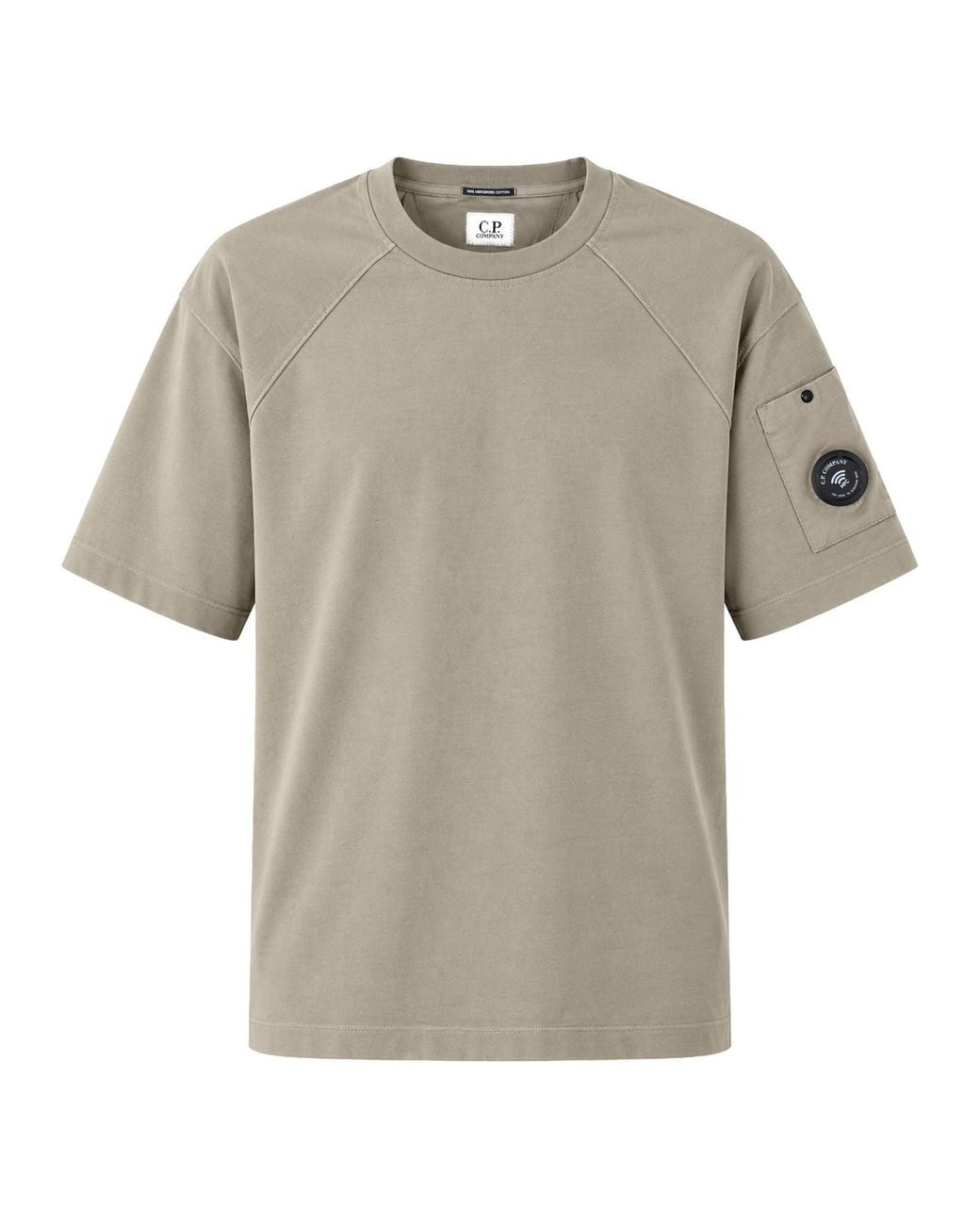 C P Company Gray C. P. Company T-Shirt Con Patch Logo for men