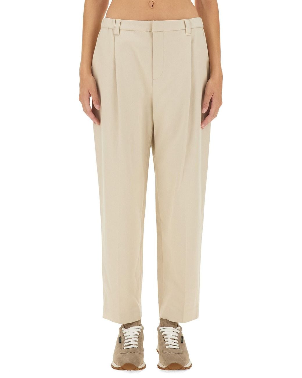 Brunello Cucinelli Natural Cropped Fit Pants