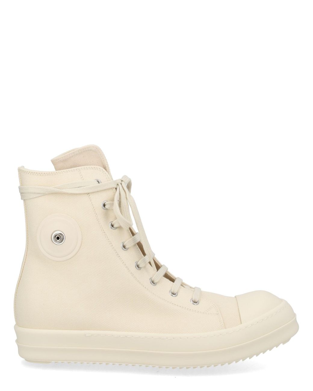 Rick Owens Natural High-Top Denim Sneakers Cotton Trainers for men