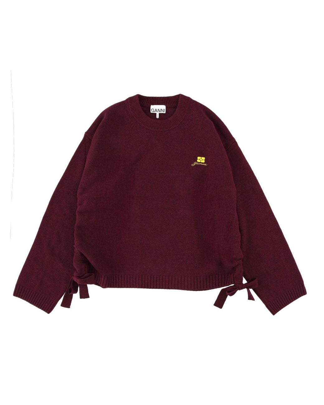 Ganni Red Logo Crew Neck Sweater
