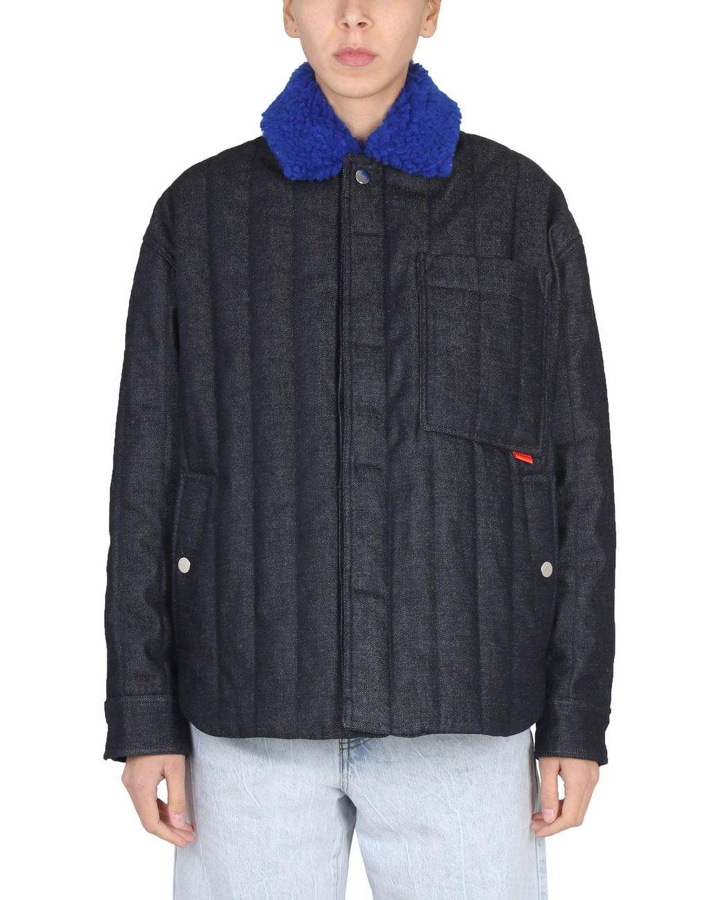 Sunnei Blue Jacket With Faux Fur