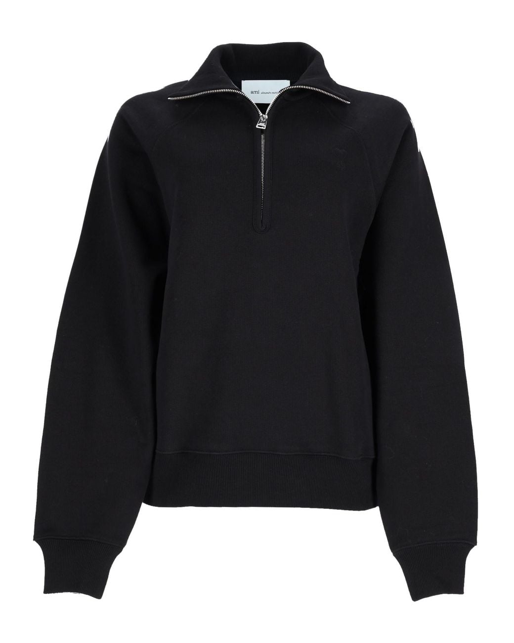 AMI Black Felpa Con Logo Ricamato