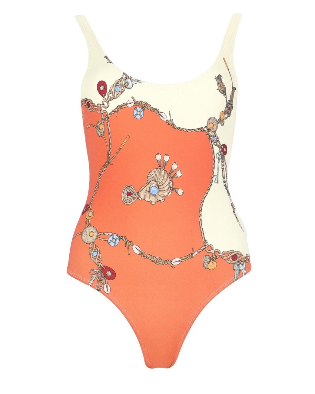 Versace Orange Costume Da Bagno Intero Con Stampa