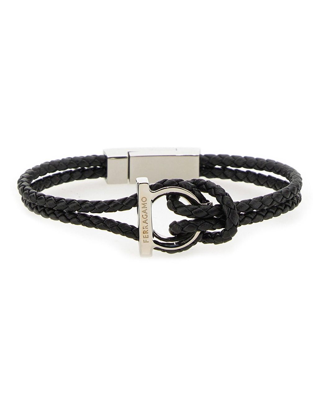 Ferragamo Black Leather Bracelets