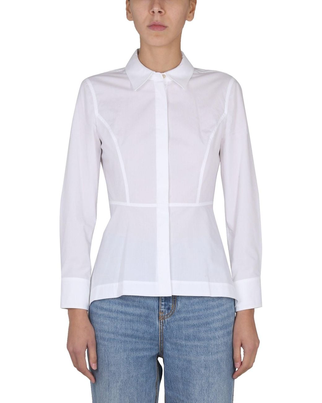 Tory Burch White Poplin Shirt With Removable Collar