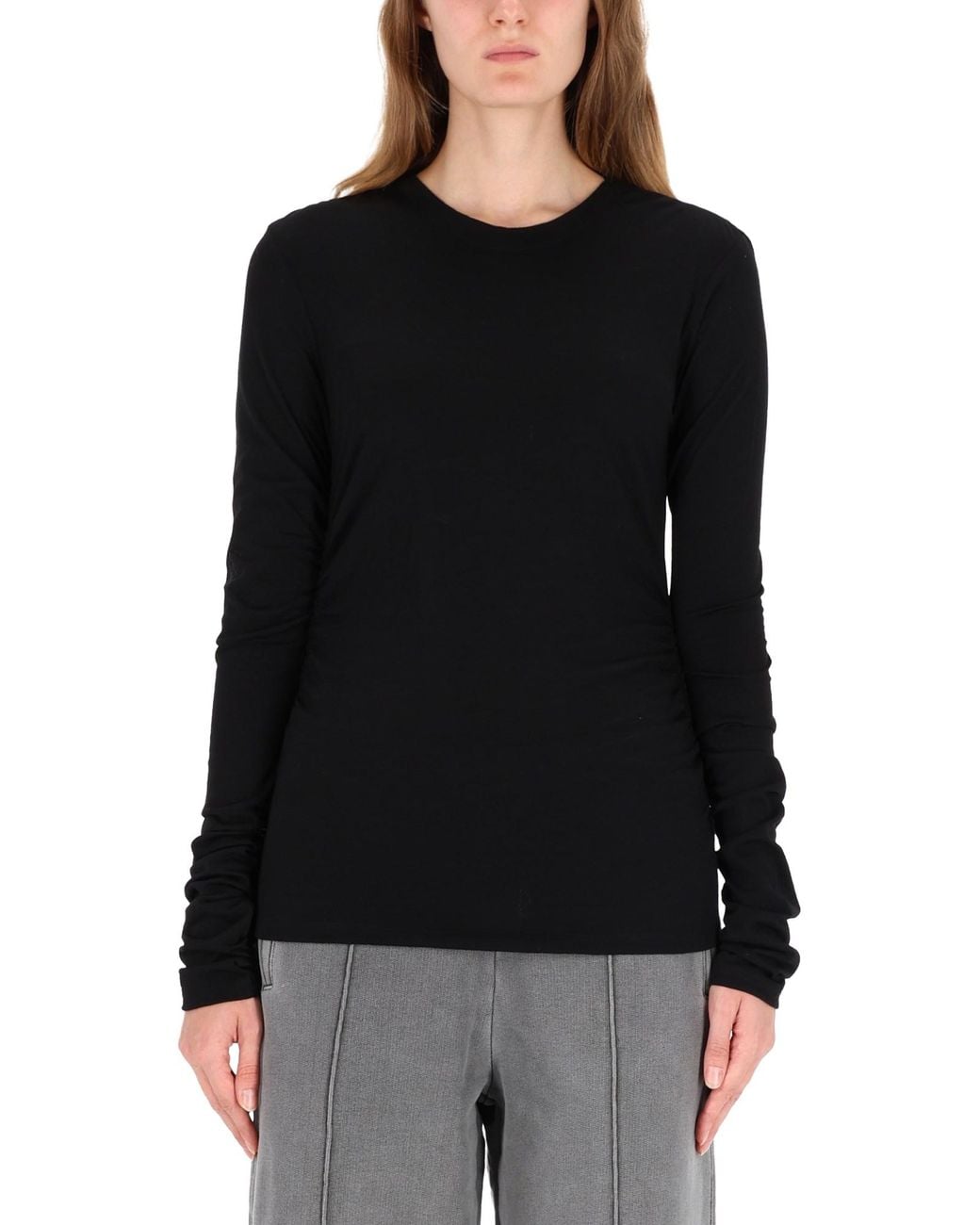 Our Legacy Black Fitted Long-Sleeve Top With Subtle Ruching