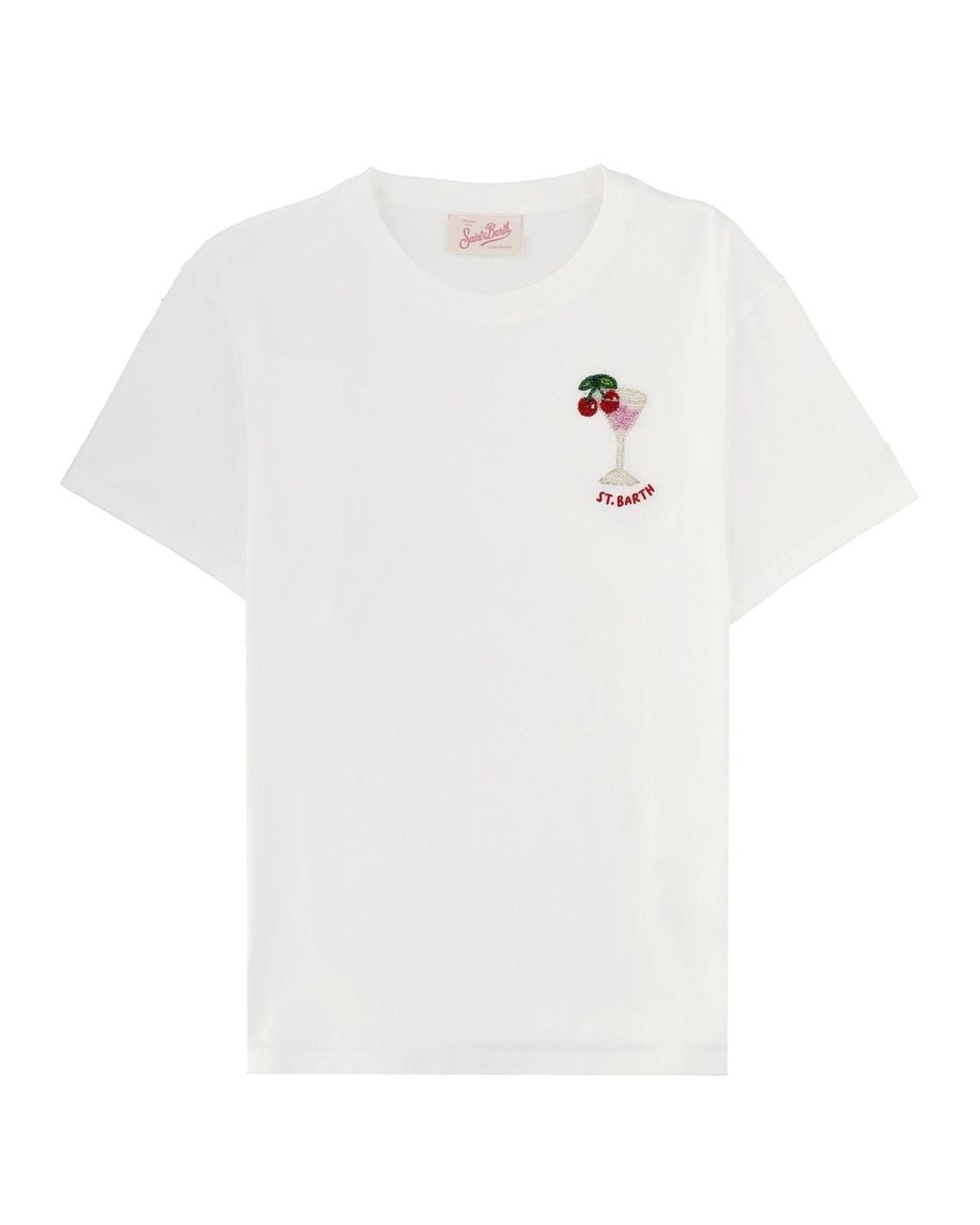 Mc2 Saint Barth White Embroidered Cotton Graphic T-Shirt