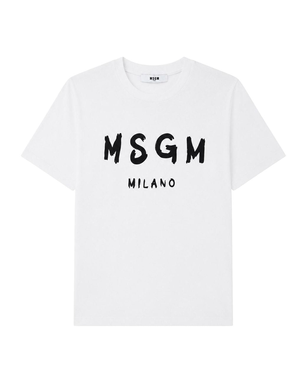 MSGM White T-Shirt A Manica Corta Con Stampa Logo