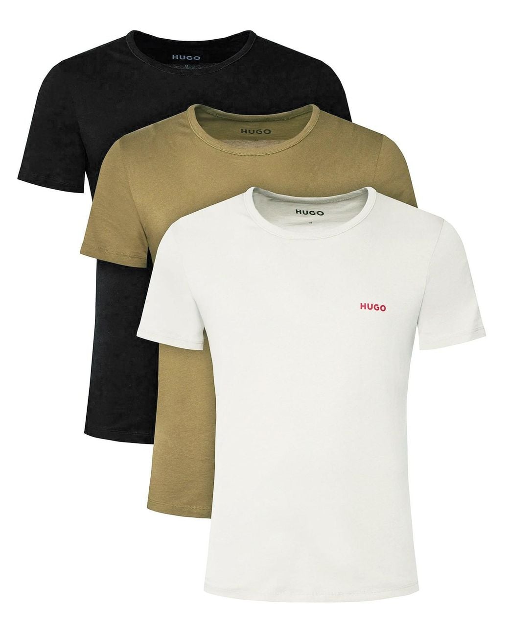 HUGO Black Set Of Three T-Shirts Cotton Underwear for men