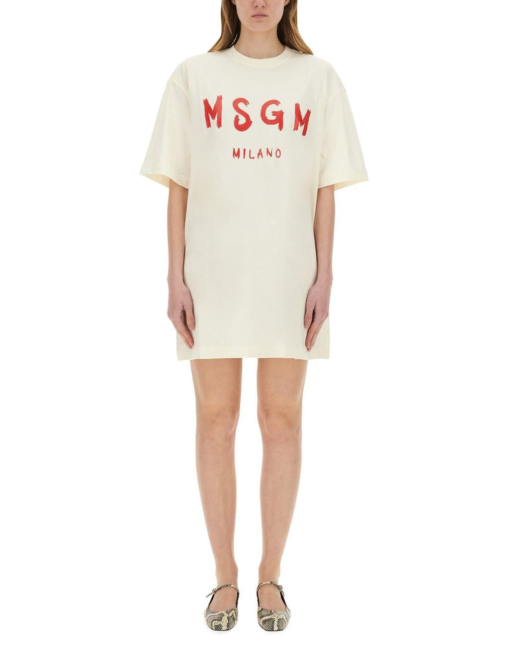Abito Corto Con Logo di MSGM in White