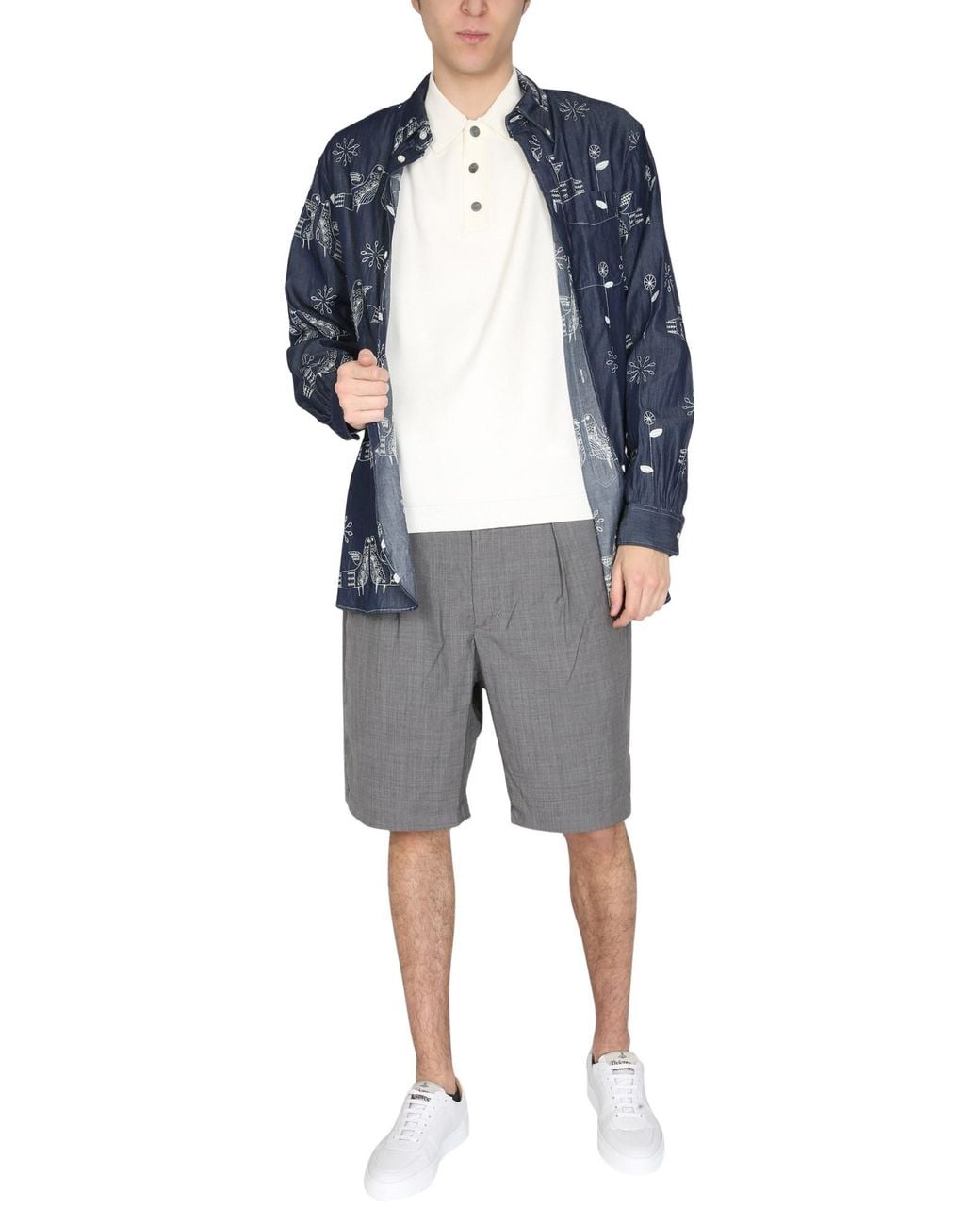 Engineered Garments Blue Bird" Embroidery Shirt for men