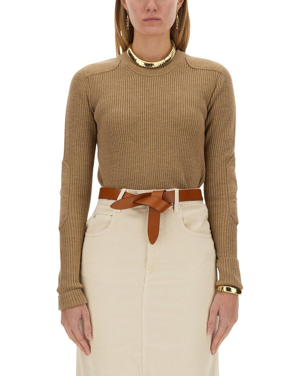 Isabel Marant Natural Gabyne Merino Wool T-Shirt – Size 38