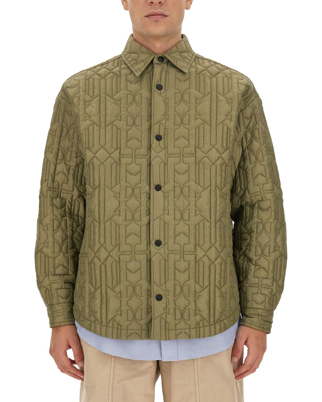 Palm Angels Green Monogram Shirt for men