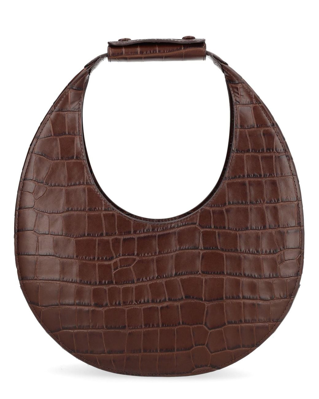 Staud Brown Croc-Embossed Leather Hobo Bag