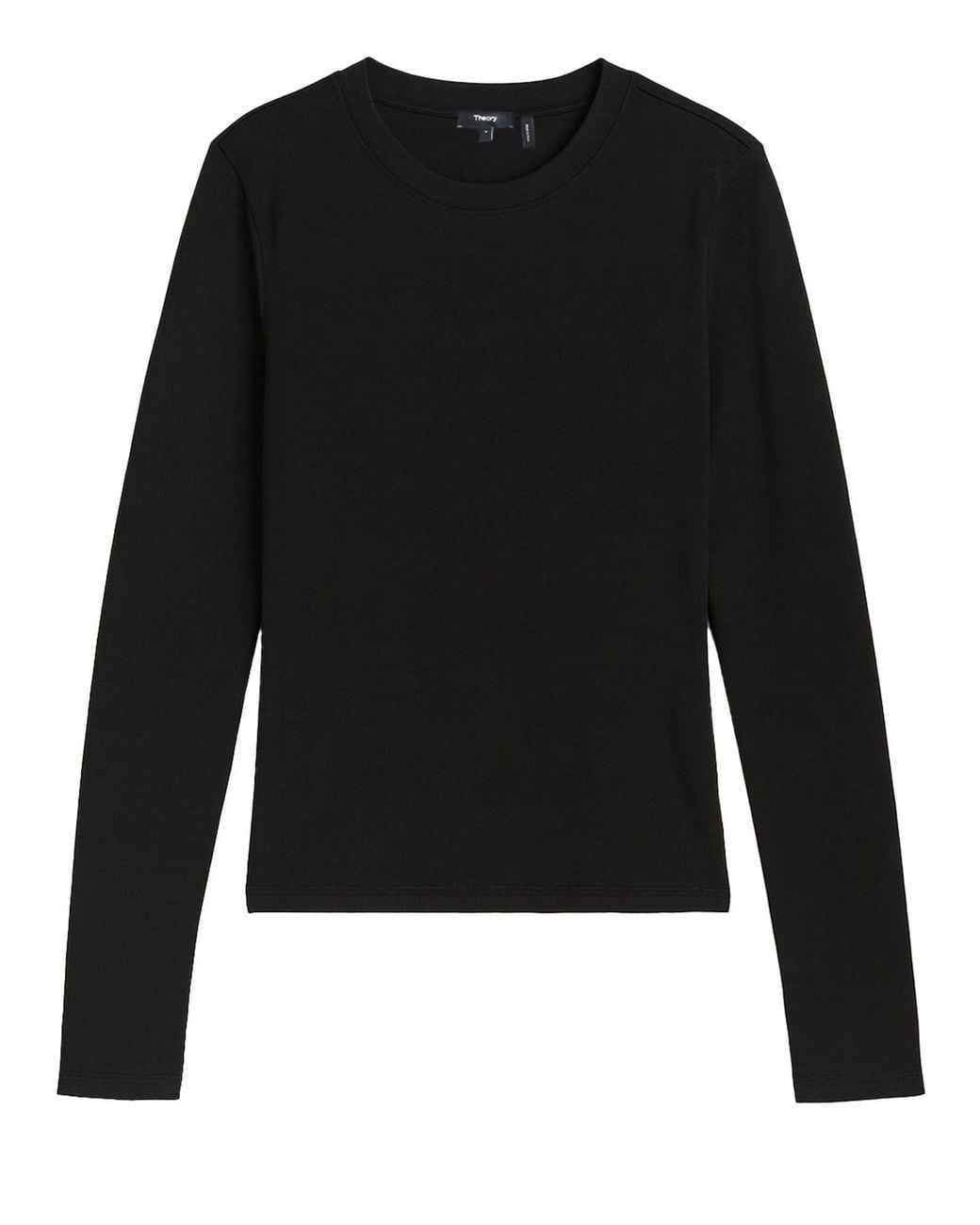 Theory Black Solid Crew Neck T-Shirt