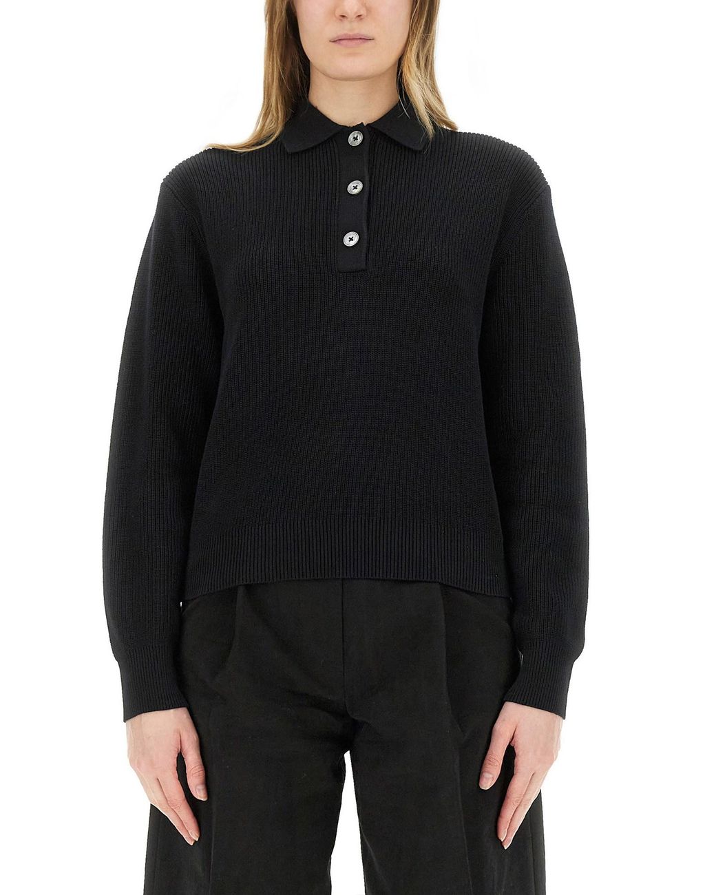 Studio Nicholson Black "Chesapeake" Knit Polo Shirt
