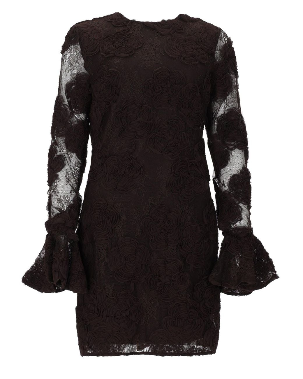 ROTATE BIRGER CHRISTENSEN Black Mini Abito Con Fiori 3D
