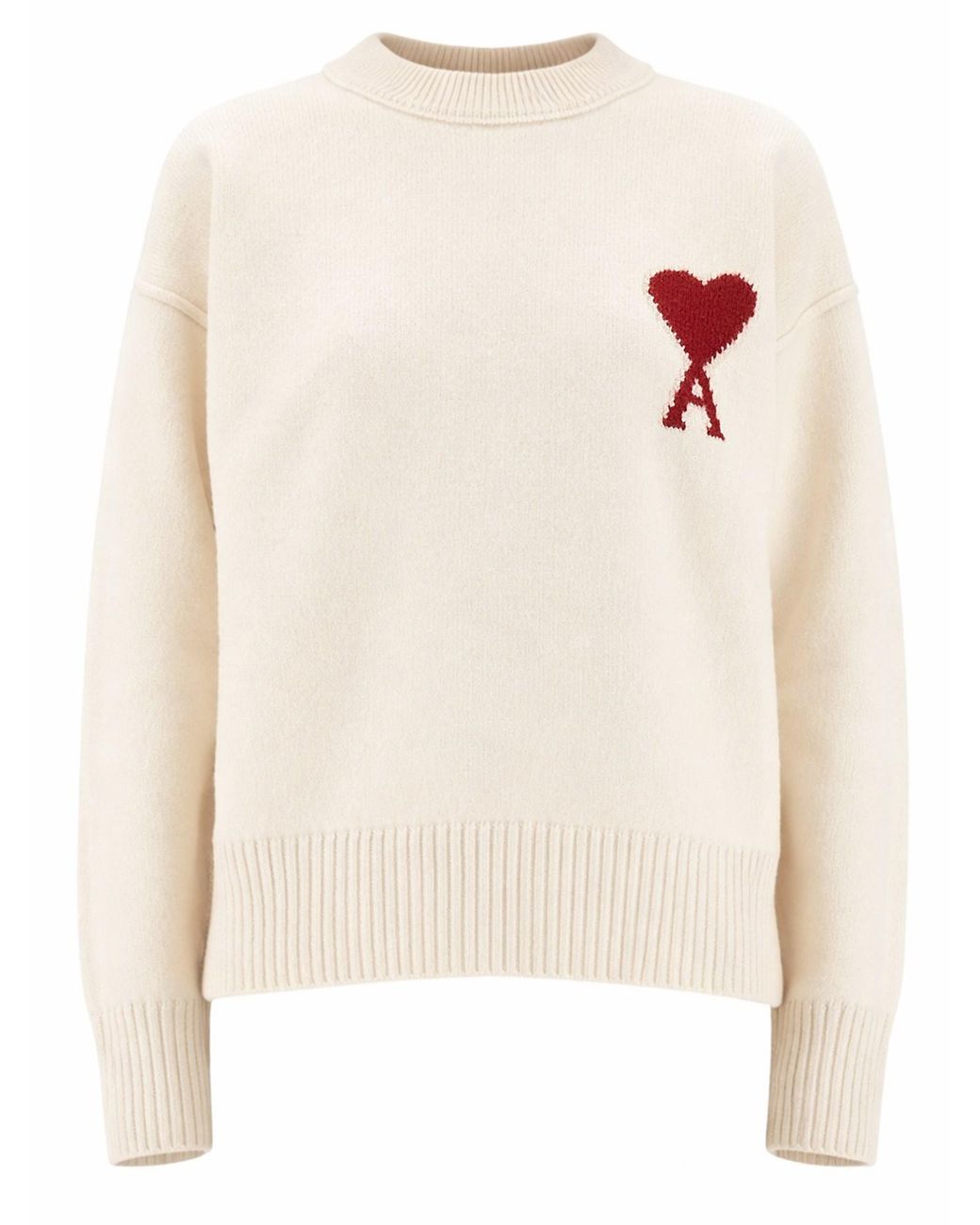 AMI White Wool Logo Sweater