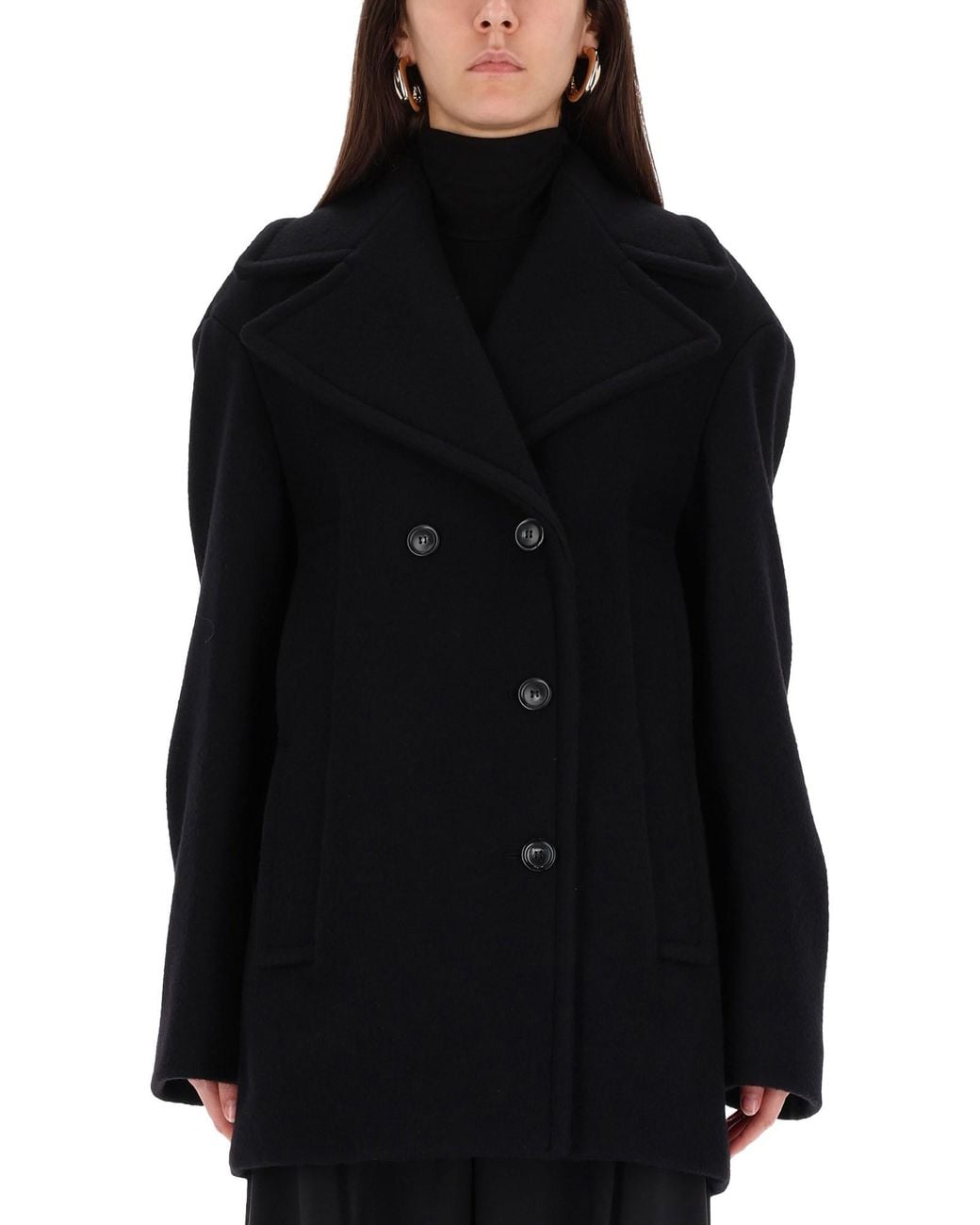 Sportmax Black Max Mara Adamo Double Breasted Tailored Virgin Wool Blazer