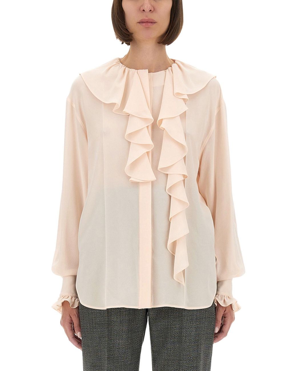 McQueen Natural Shirt With Ruffles