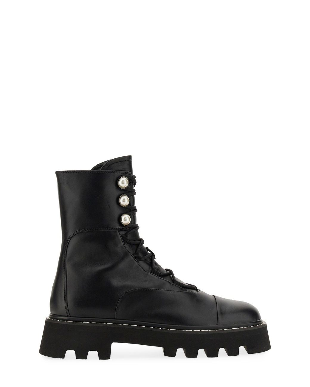 Nicholas Kirkwood Black "pearlogy" Leather Combat Amphibian